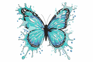 Water Splash Butterfly Embroidery Design