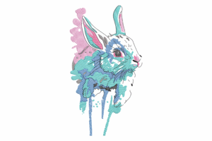 Watercolor Bunny Embroidery Design