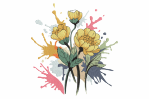 Watercolor Flower Splash Embroidery Design