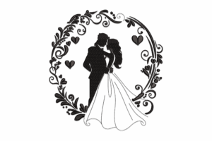 Wedding Bride and Groom Embroidery Design