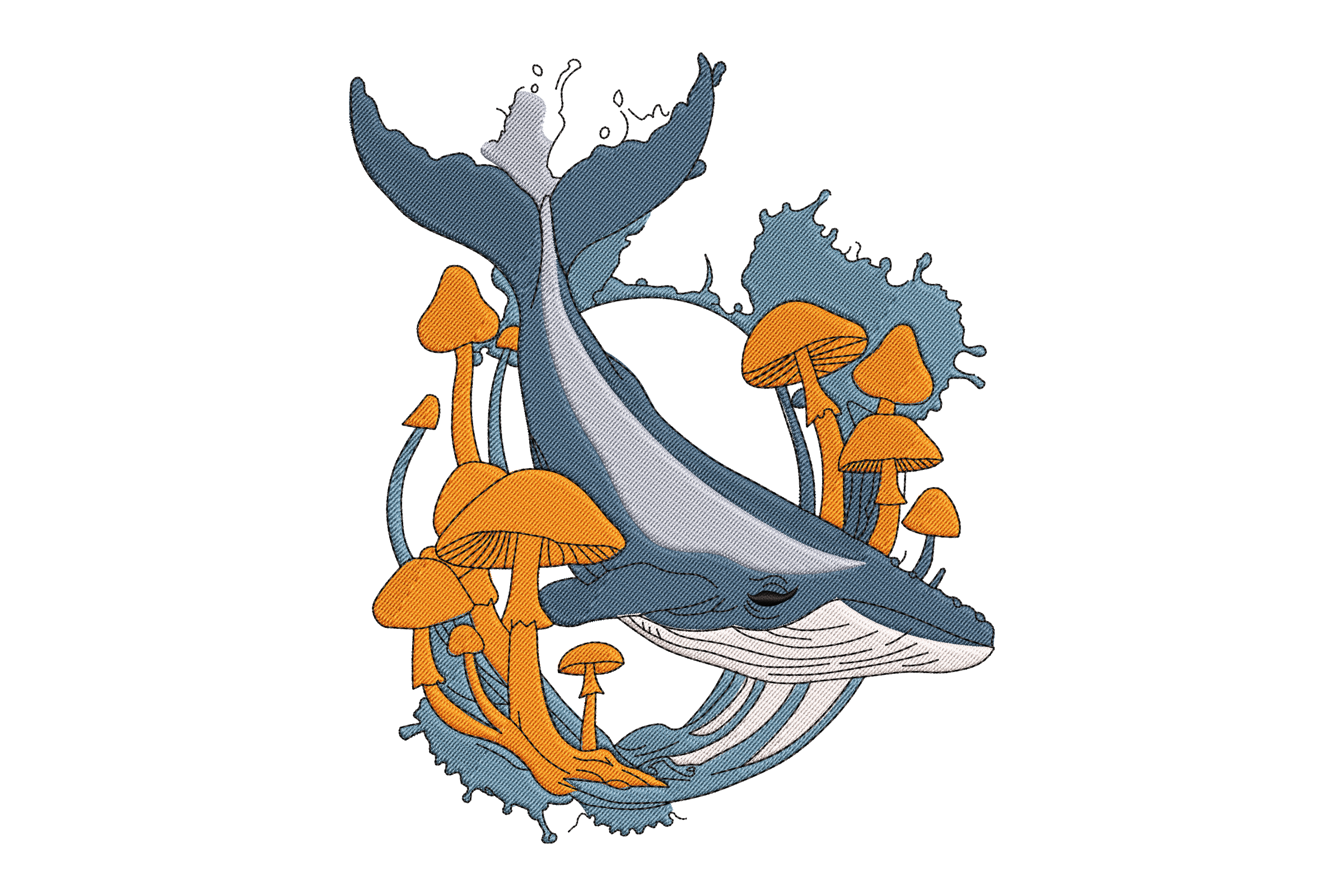 Whale & Mushroom Embroidery Design