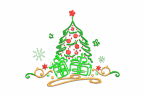 Whimsical Christmas Tree with Gifts Embroidery Design