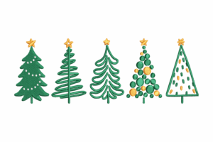 Whimsical Christmas Trees Embroidery Design