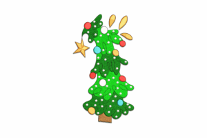 Whimsical Curved Christmas Tree Embroidery Design