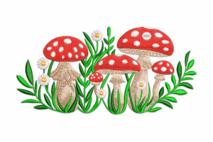 Whimsical Mushroom Embroidery Design