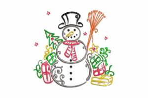 Whimsical Snowman Embroidery Design