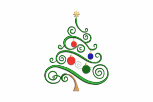 Whimsical Swirl Christmas Tree Machine Embroidery Design