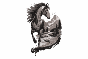 Wild Horse Mountain Embroidery Design
