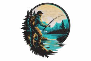 Wilderness Fishing Embroidery Design