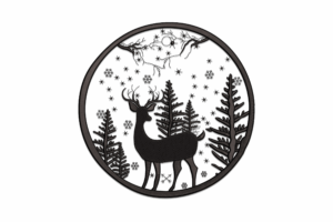 Winter Deer Silhouette Embroidery Design
