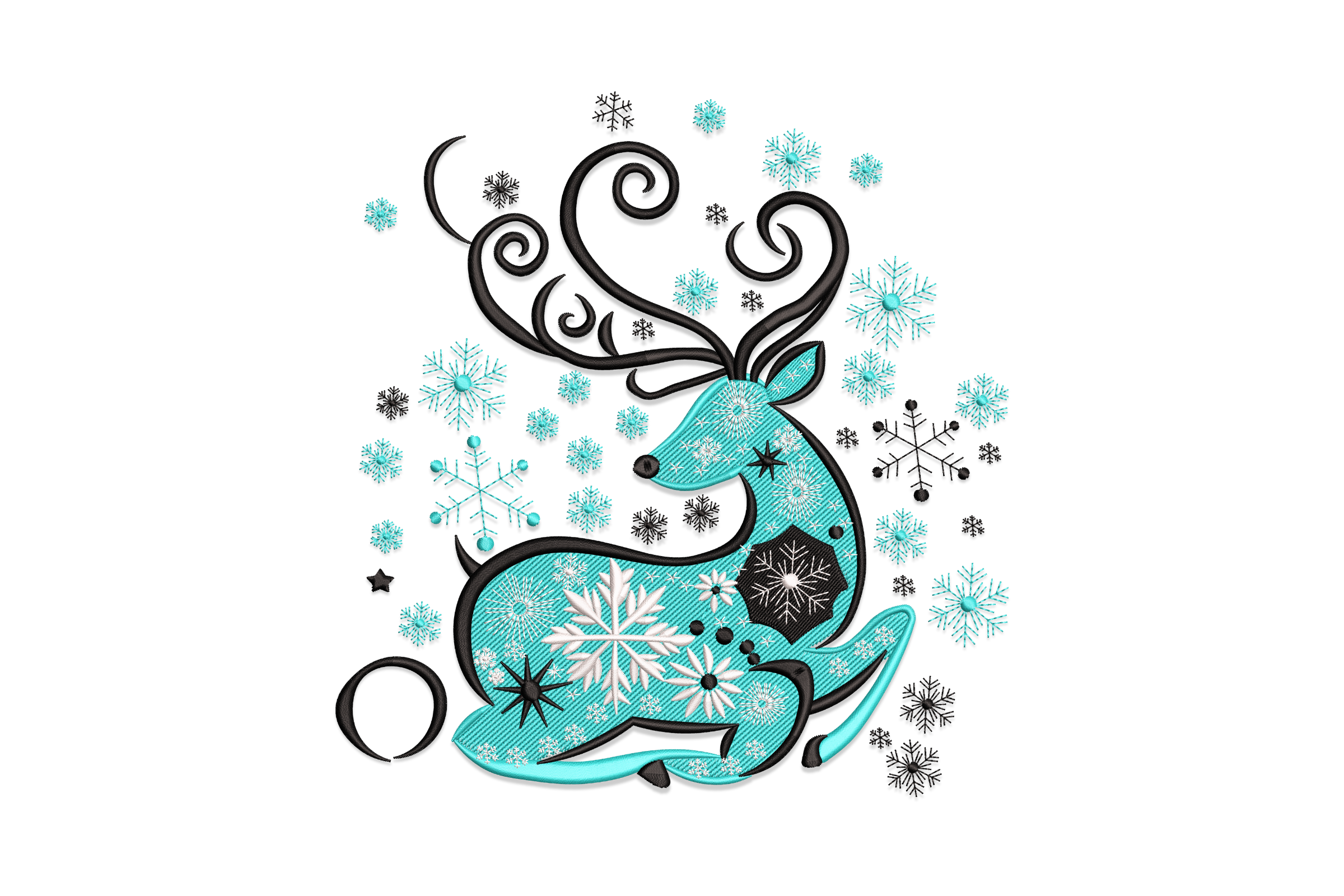 Winter Snowflake Reindeer Embroidery Design