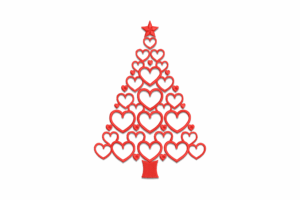 Heart-Shaped Christmas Tree Embroidery Design