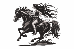 Woman on Horseback Embroidery Design