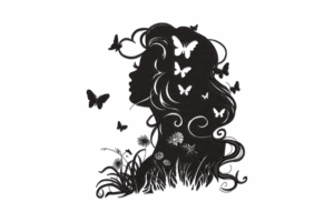 Woman with Butterflies Embroidery Design