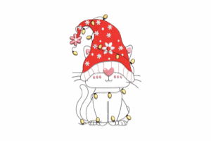 Premium Christmas Cat with Santa Hat Embroidery Design
