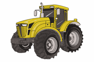 Yellow Tractor Embroidery Design