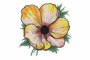 Yellow Watercolor Flower Embroidery Design