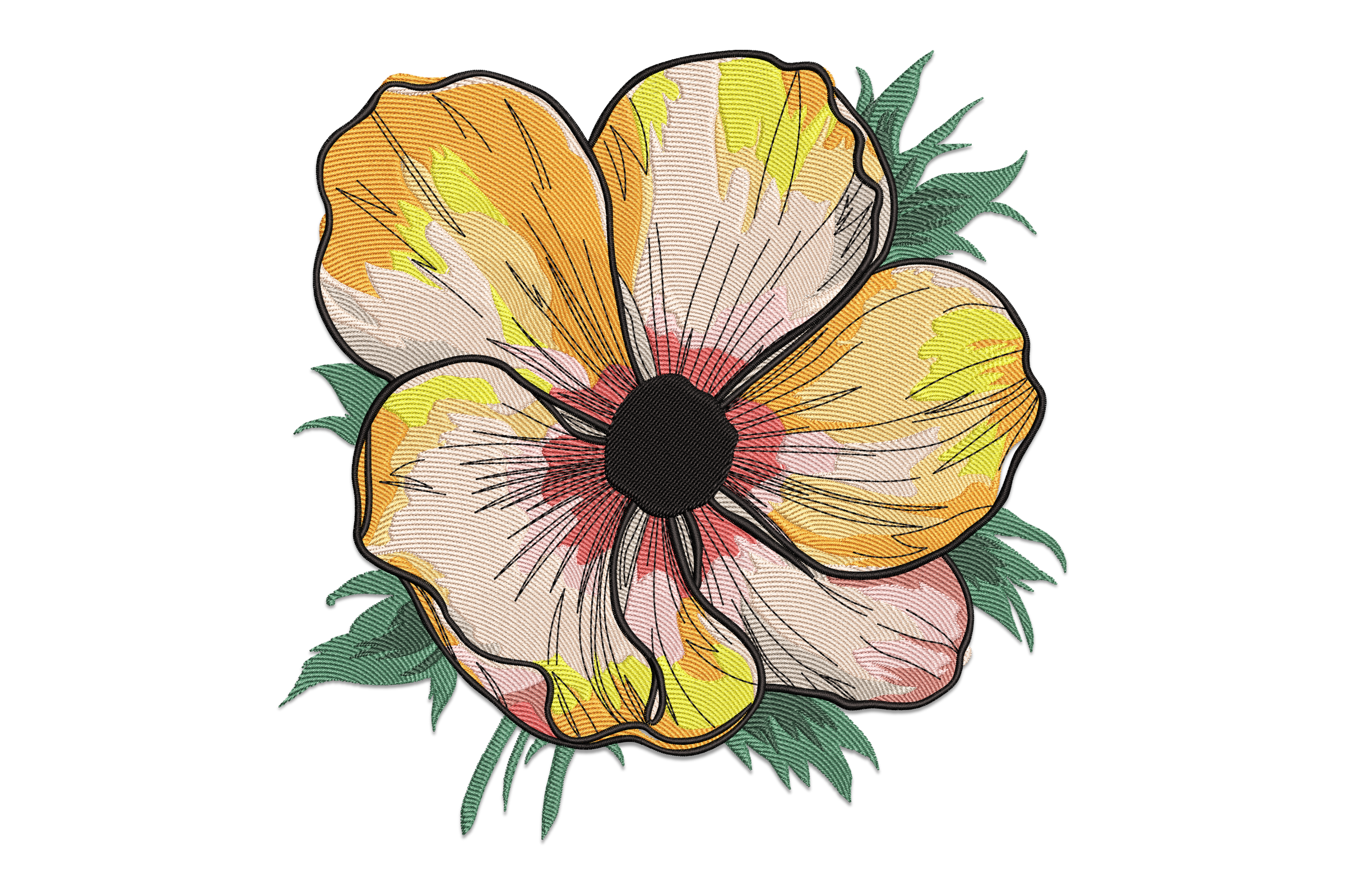 Yellow Watercolor Flower Embroidery Design