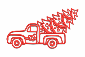 Vintage Christmas Truck with Trees Embroidery Design