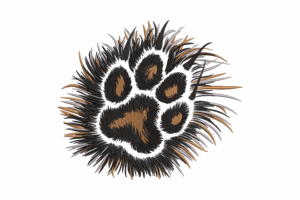 Furry Animal Paw Print Embroidery Design