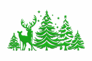 Reindeer in Pine Forest Embroidery Design