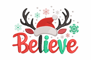 Christmas Believe Embroidery Design