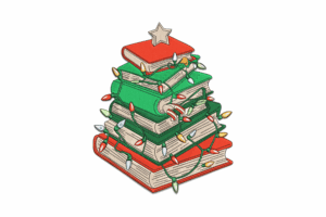 Elegant Christmas Book Tree Embroidery Design