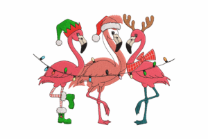Christmas Flamingos Embroidery Design