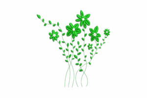 Green Floral Line Art Embroidery Design