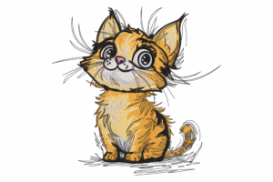 Cute Cartoon Cat Machine Embroidery Design