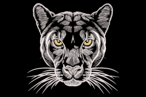 Black & White Tiger Face Embroidery Design