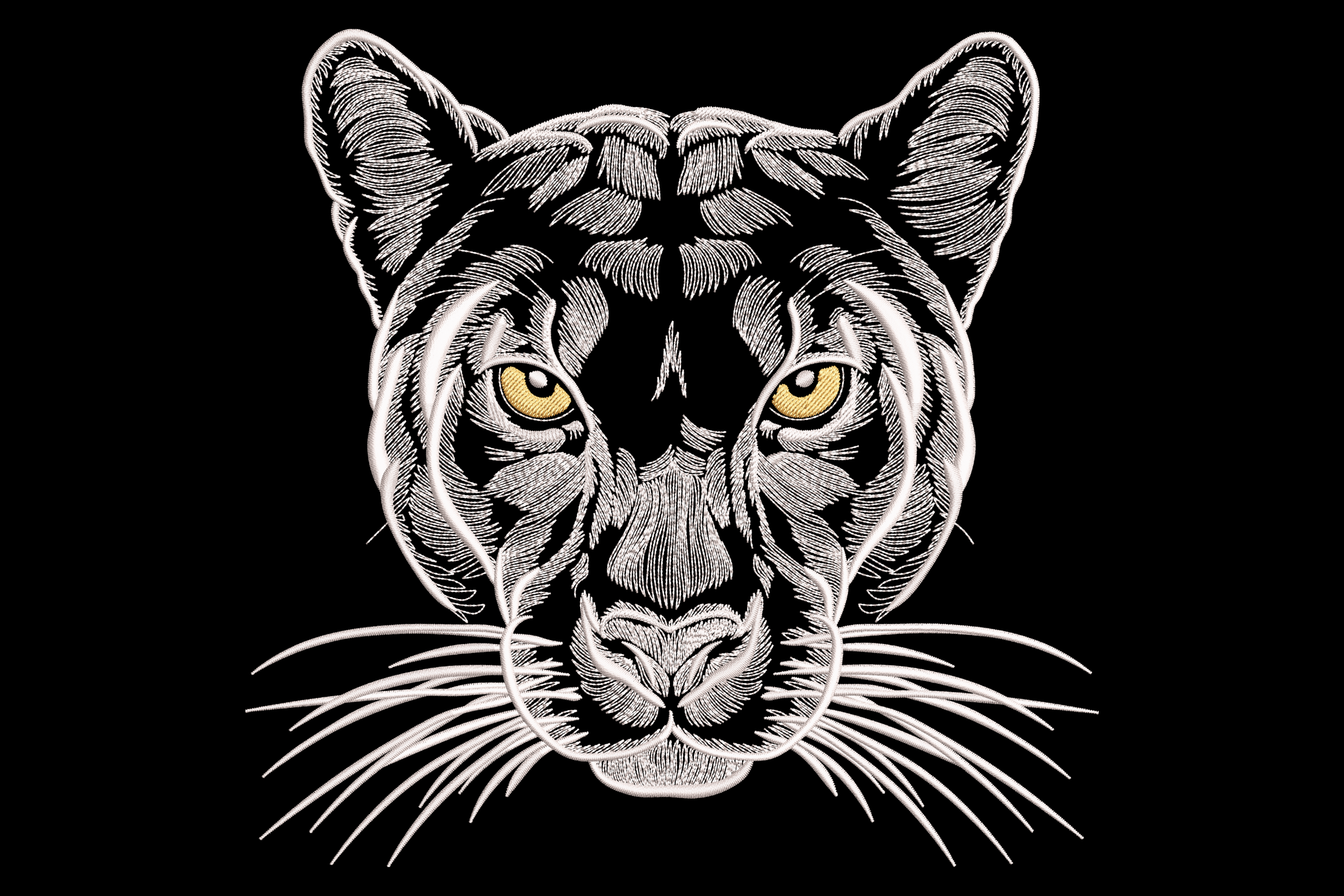 Black & White Tiger Face Embroidery Design