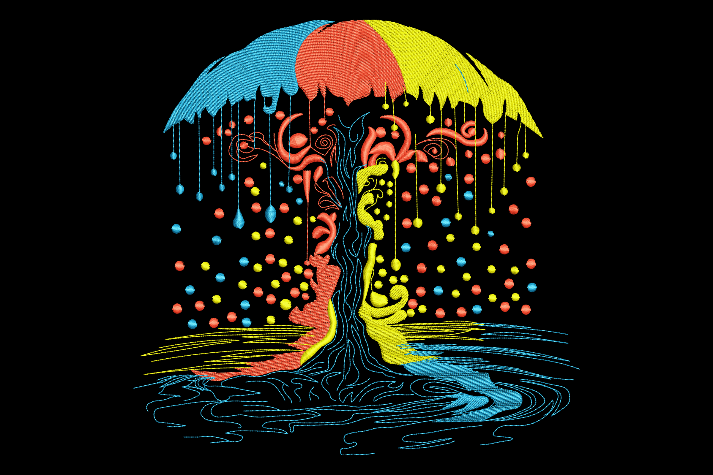 Abstract Tree Embroidery Design