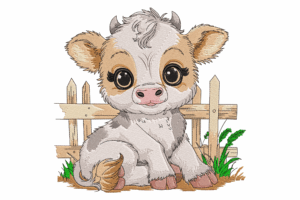Adorable Baby Cow Embroidery Design