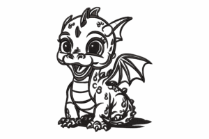 Adorable Baby Dragon Machine Embroidery Design