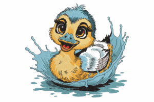 Adorable Duck Splash Embroidery Design