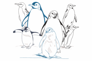 Adorable Penguin Family Embroidery Design