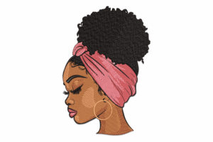 Afro Woman Profile Embroidery Design