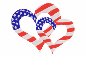 American Flag Hearts Embroidery Design