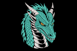 Aqua Dragon Head Embroidery Design