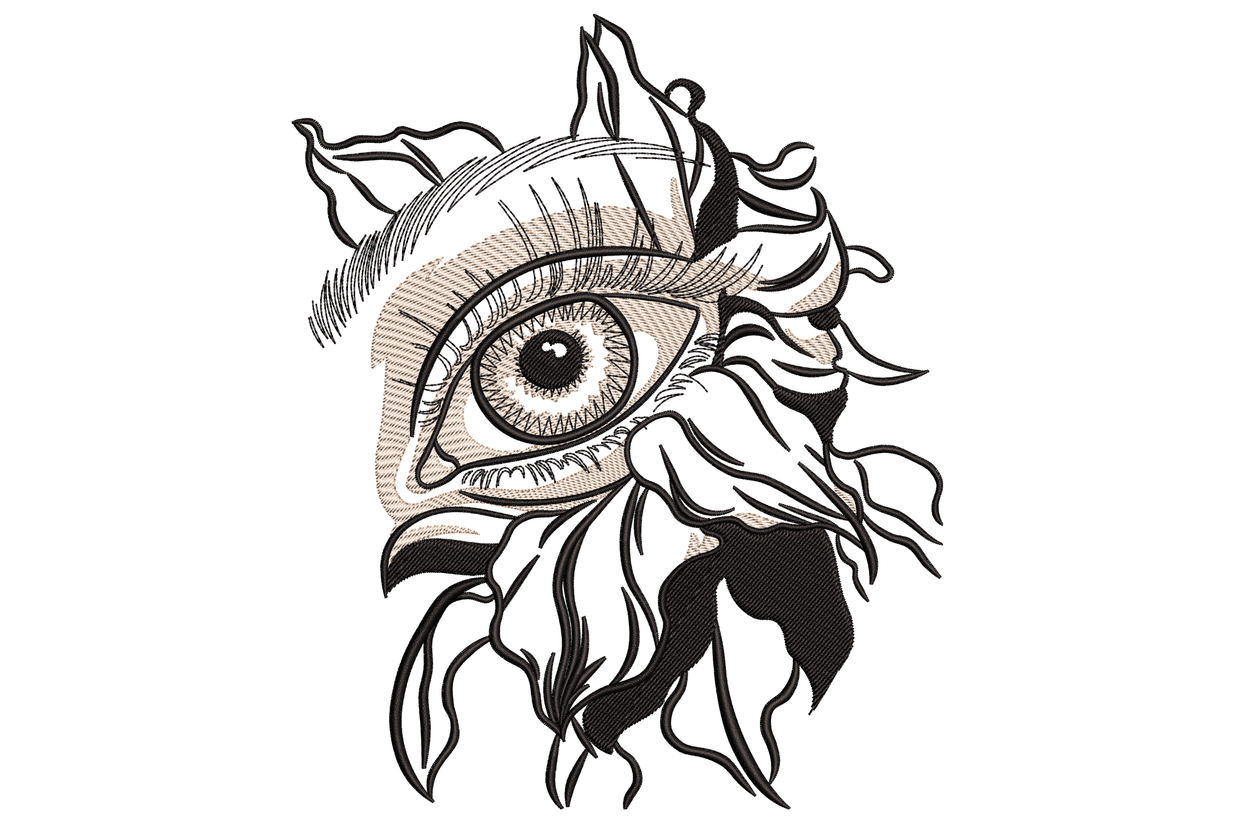 Artistic Eye Flower Embroidery Design