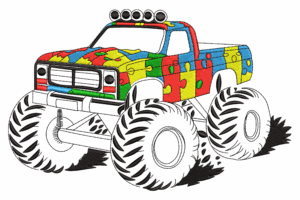 Autism Awareness Monster Truck Embroidery Design
