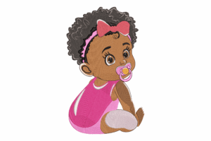 Baby Girl with Pacifier Embroidery Design