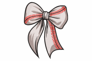 Baseball Bow Embroidery Design