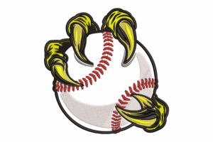 Baseball with Monster Claws Embroidery Design
