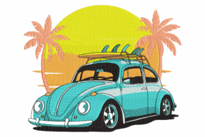 Beach Car Embroidery Design