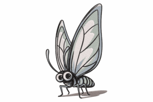 Big-Eyed Cartoon Butterfly Embroidery Design