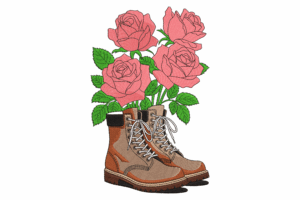 Blooming Roses in Boots Embroidery Design