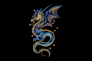 Blue Dragon Embroidery Design