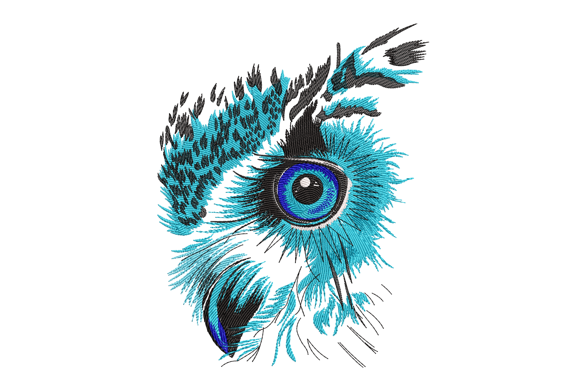 Blue Owl Eye Embroidery Design